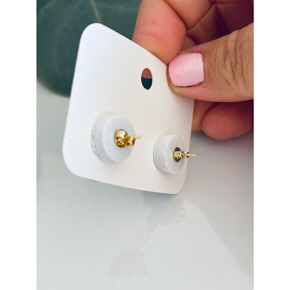 Triangle Eye Gold Plated Earrings - Picture 3 of 5